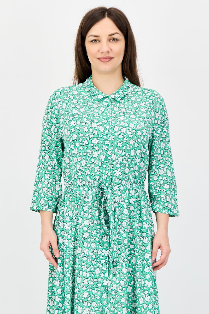 Tchibo Women Floral Print Shirt Dress, Multicolor - Image 2